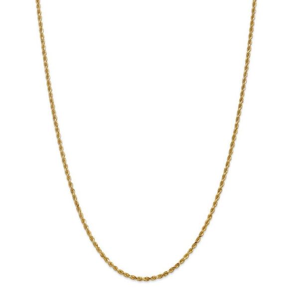 2.25mm, 14k Yellow Gold Diamond Cut Solid Rope Chain Necklace, 16 Inch - Picture 3 of 8